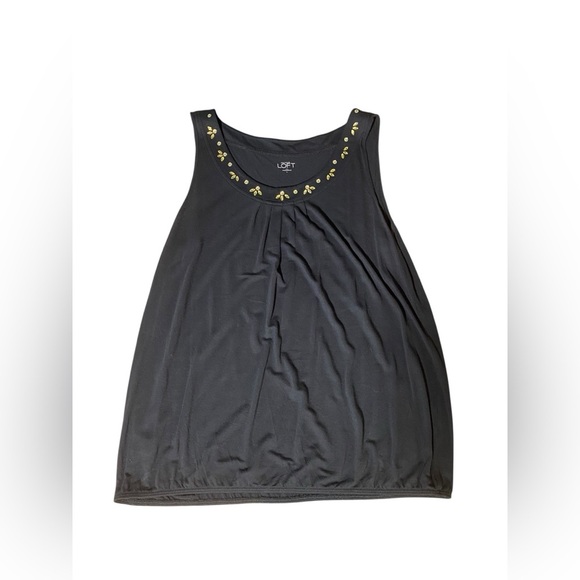 LOFT Black Embellished Sleeveless Tank Top - Picture 8 of 9